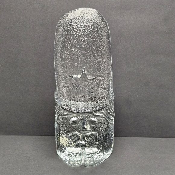 Blenko British Policeman Bobby Textured Clear Art Glass Bookend Vintage 60s MCM - Picture 1 of 9